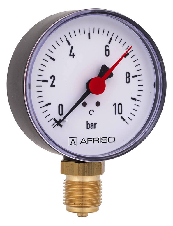 Afriso Rohrfedermanometer RF 80 radial 0/10 bar, G 1/2 B, Gehäuse-d= 80mm