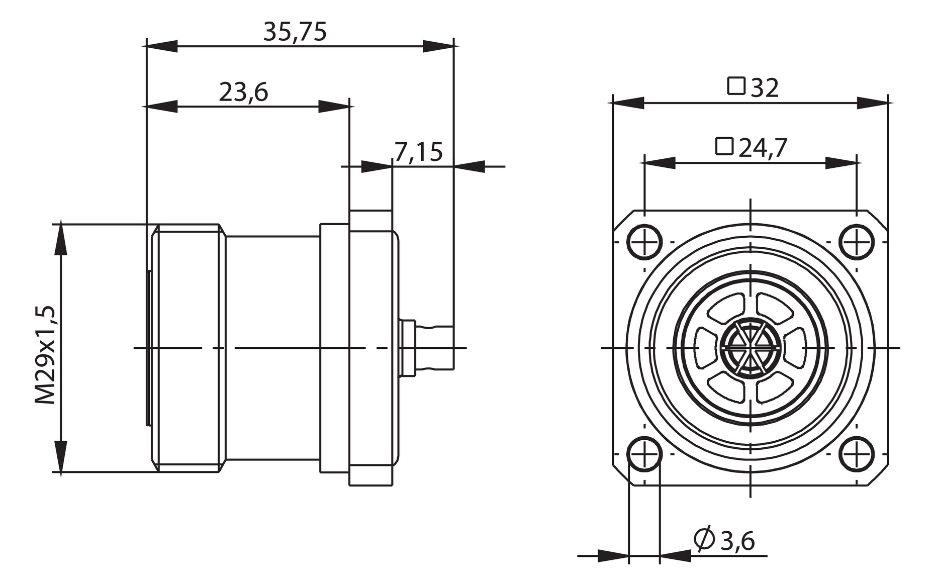 7/16-Buchse RG58 50Ohm
