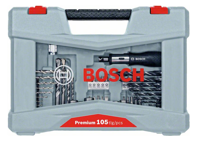 Werkzeugset 105tlg Bohrer 8xNuss Box 8xHSS 1xSenker 69xSteckeinsatz KstBox