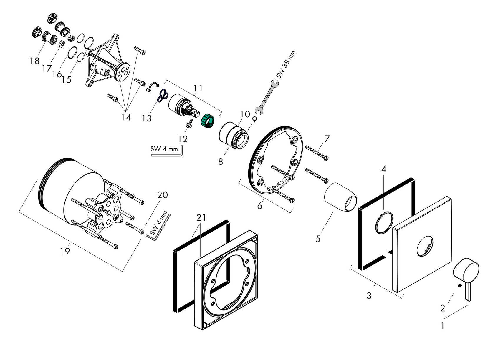 hansgrohe Fertigmontageset Finoris UP-Brause-Einhebelmischer, 1 Verbraucher, mattschwarz