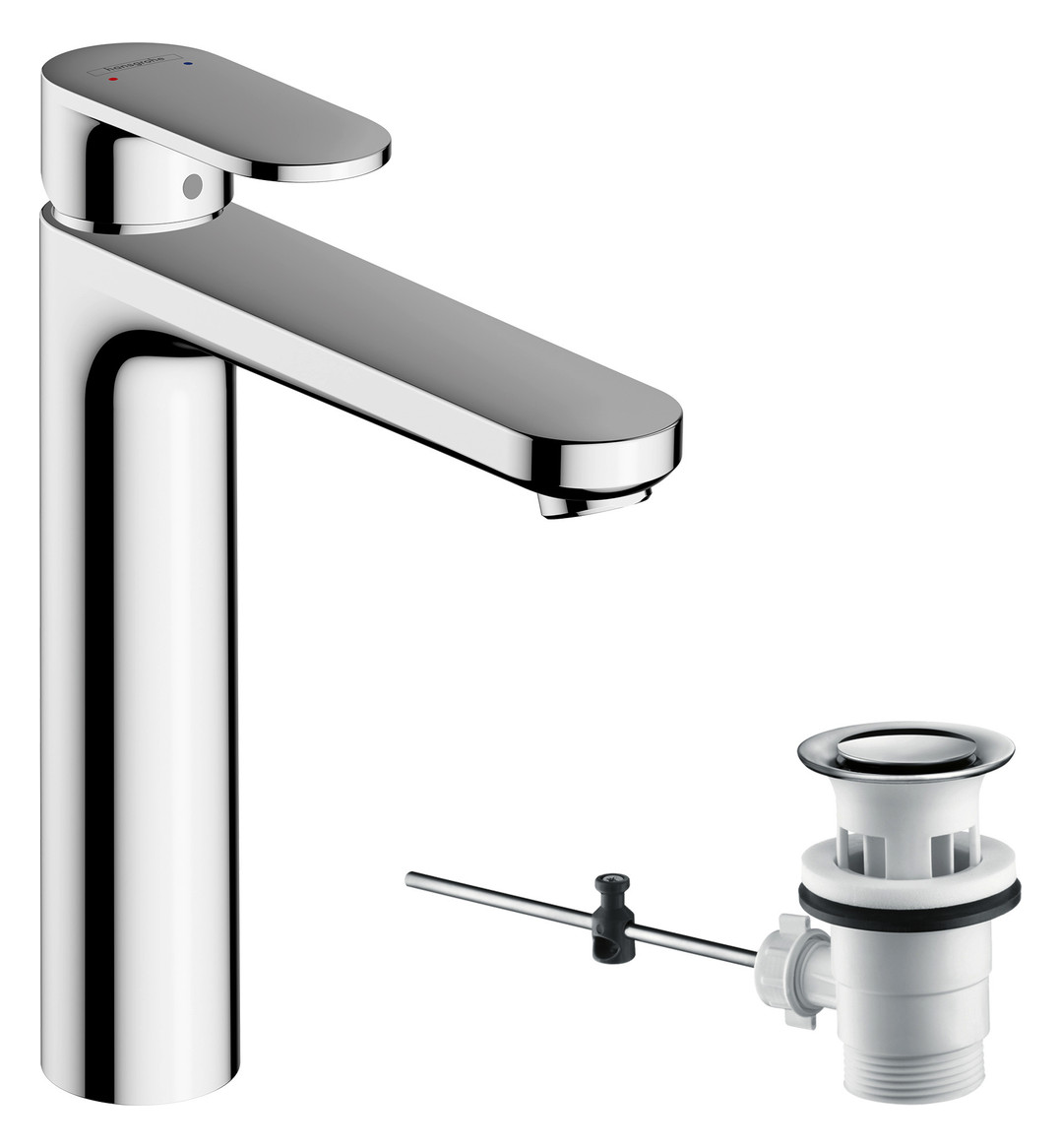hansgrohe Waschtisch-Einhebelmischer 190 Vernis Blend mit Zugstangen-Ablaufgarnitur, chrom