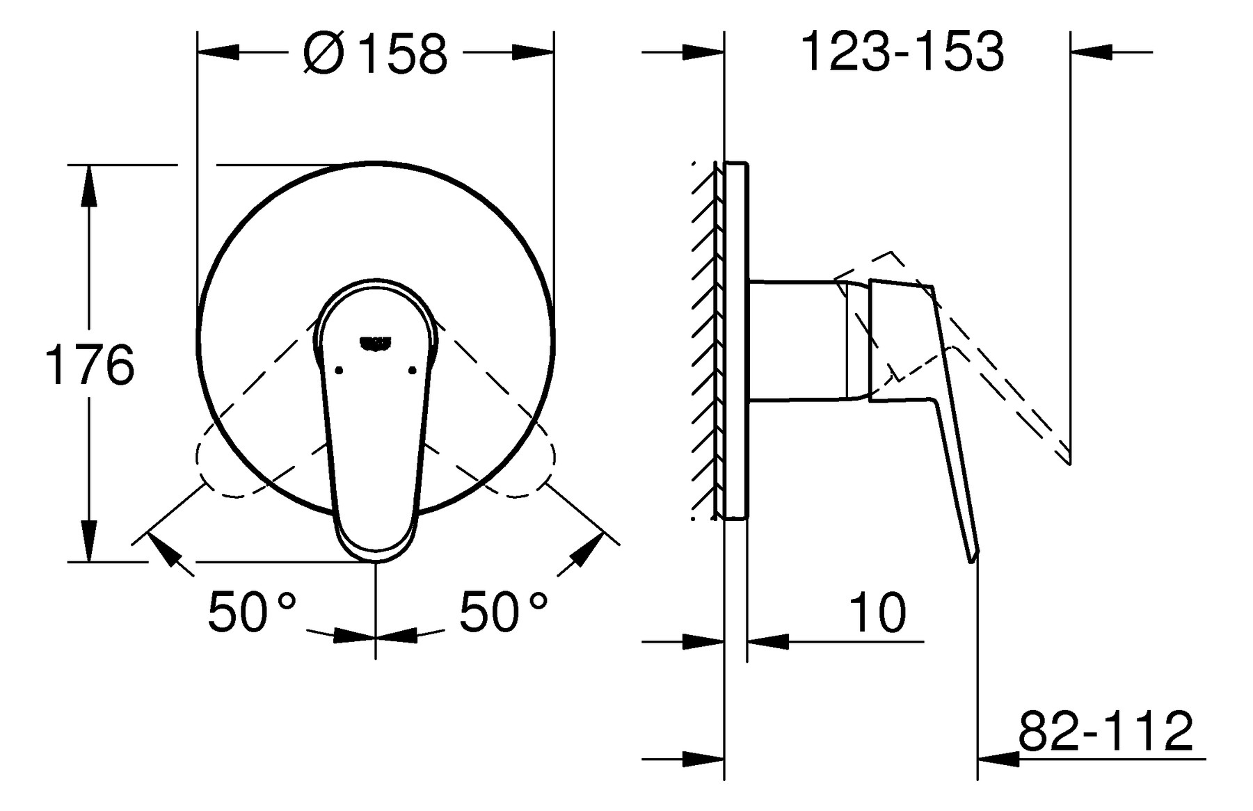 GROHE Fertigmontageset Eurodisc Cosmopolitan UP-Brausearmatur, chrom