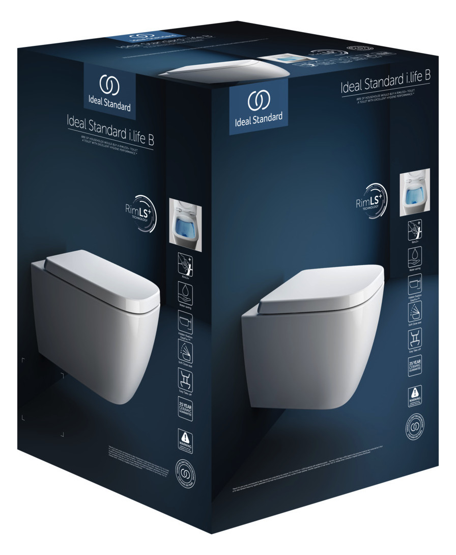 Ideal-Standard Wand-Tiefspül-WC-Paket i.life B spülrandlos, weiß