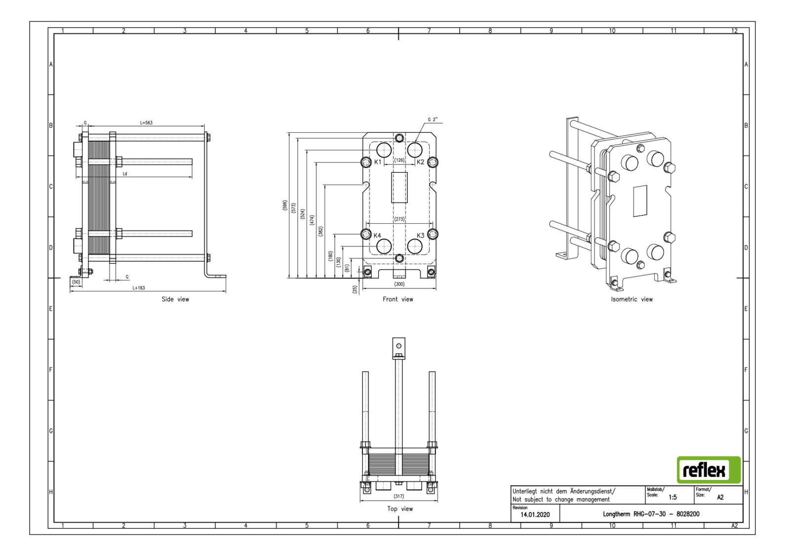 Reflex Wärmetauscher Longtherm RHG-07-30 Plattenzahl 30, geschraubt, Edelstahl