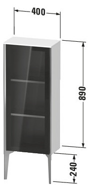 Duravit Halbhochschrank XViu 40x24x89cm, schwarz matt, Glastür links, graphit supermatt