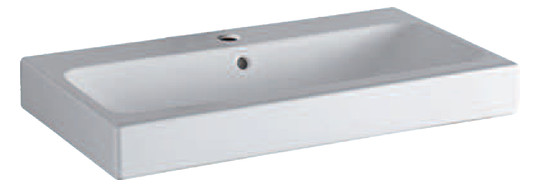 Geberit Waschtisch iCon 75 x 48,5 cm, weiß KeraTect, mit Hahnloch, mit Überlauf