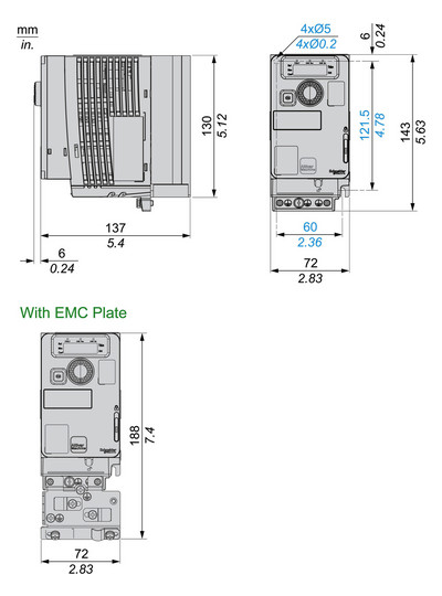 Frequenzumrichter lin=0,7 200-240V E1ph A3ph 599Hz 50/60Hz IP20 5%F 10%V