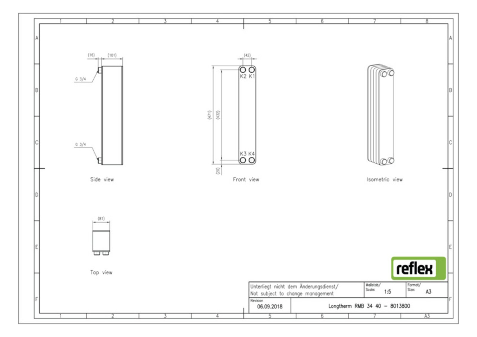 Reflex Wärmetauscher Longtherm RMB-34-40, Plattenzahl 40, gelötet, Edelstahl, eingängig Reflex Wärmetauscher Longtherm RMB-34-40, Plattenzahl 40, gelötet, Edelstahl, eingängig