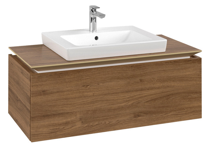 V&B Waschtischunterschrank Legato 100x38x50cm, Waschtisch mittig, Kansas Oak