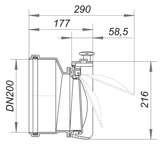 Dallmer Rohrklappe DN 200, ABS, mit Edelstahl-Verschlussklappe
