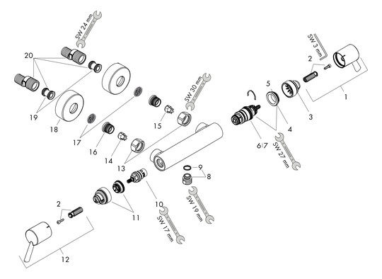 hansgrohe Brausethermostat Ecostat Comfort Care 350x103mm, AP, mit extra langen Griffen, chrom