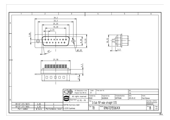 HART HARTING STIFTLEISTE D-S 09672155604 