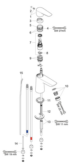 hansgrohe Waschtisch-Einhebelmischer 80 Talis E ND, für offene Warmwasserbereiter, mit Zugstangen-Ablaufgarnitur, chrom