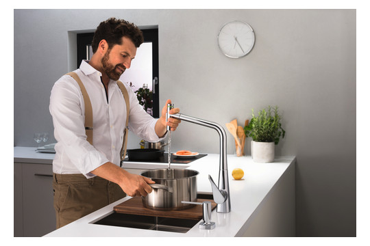 hansgrohe Spültisch-Einhebelmischer 320 Metris Select M71 mit Ausziehbrause, 2jet, sBox, chrom