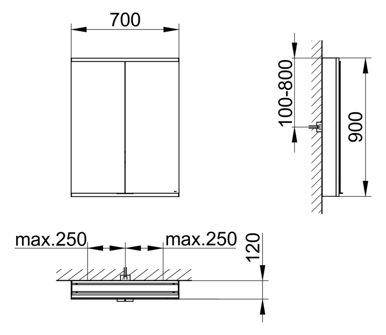 KEUCO Spiegelschrank Royal Modular 2.0 DALI 700 x 900 x 120 mm, ohne Steckdose, Wandvorbau, 2 Türen, beleuchtet