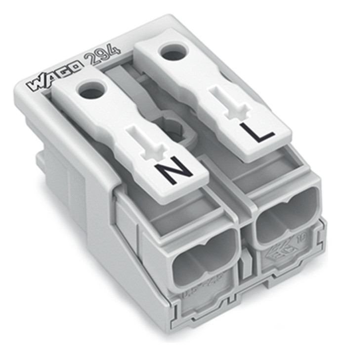Klemmleiste 2p ws Serie 294 24A Thermopl 0,5-2,5qmm 20mm Federzugans Steckklemm