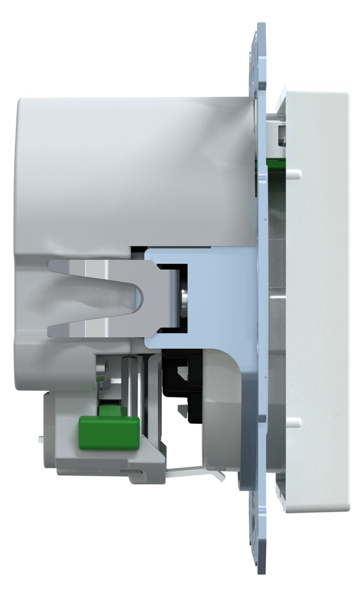 Steckdose 1f akws glz 2USB-A UP m.BS USB IP20 aktivweiß Schutzkontakt Typ F/USB