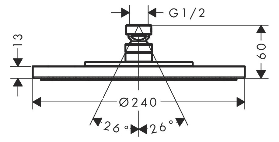 hansgrohe Tellerkopfbrause Axor Starck Decken- oder Wandmontage, 240mm, 1jet, brushed black chrome