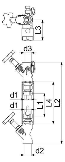 Schlösser Wasserzähler-Anschlussgarnitur KO2225 1 1/4" Qn 6, verstellbar, Bügel Edelstahl, mit Steigrohr