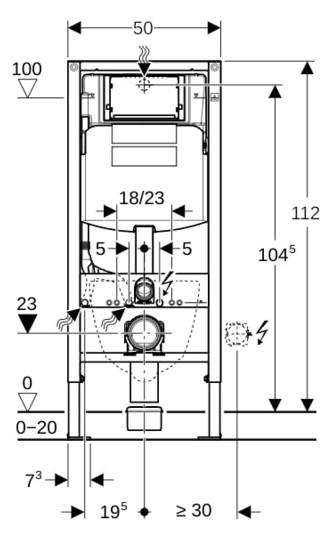 Geberit Wand-WC-Element Duofix für Sigma BH 112 cm, mit UP-Spülkasten 12cm, für Trockenbau