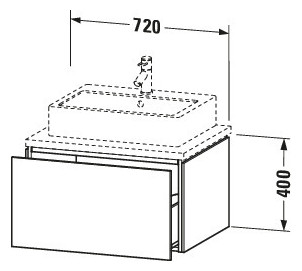 Duravit Waschtisch-Unterschrank L-Cube 72 x 54,7 cm, flannel grey Hochglanz, für Konsole, 1 Auszug