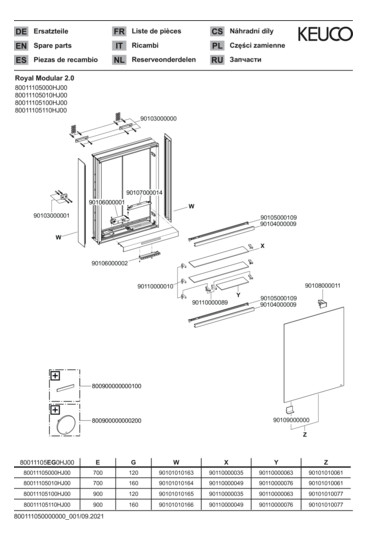 KEUCO Spiegelschrank Royal Modular 2.0 500 x 900 x 120 mm, ohne Steckdose, Wandvorbau, 1-türig, rechts, beleuchtet