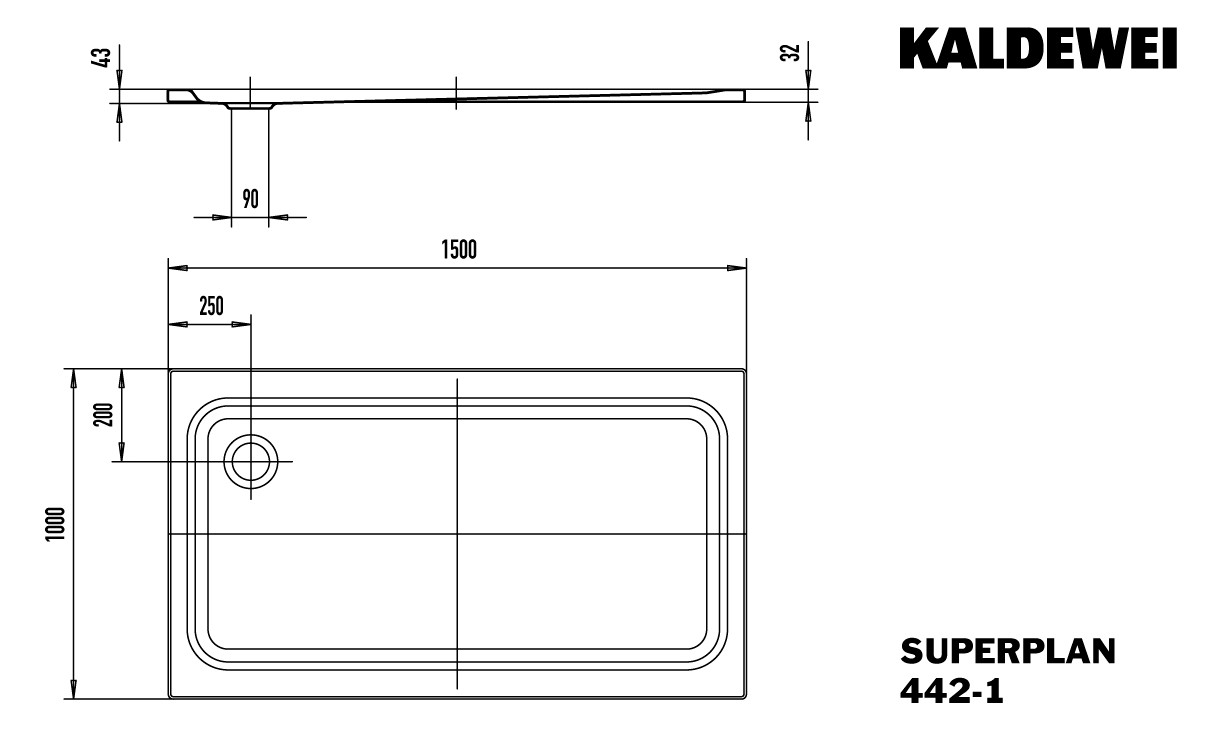 Kaldewei Duschwanne SUPERPLAN CLASSIC 442-1 100x150x4,3cm, Antislip Perl-Effekt, weiß Kaldewei Duschwanne SUPERPLAN CLASSIC 442-1 100x150x4,3cm, Antislip Perl-Effekt, weiß