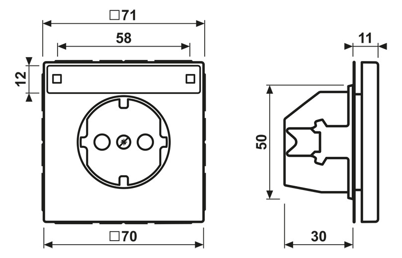 Steckdose 1f alu mt LS UP IP20 BSF vert Textfeld/Beschriftungsfläche