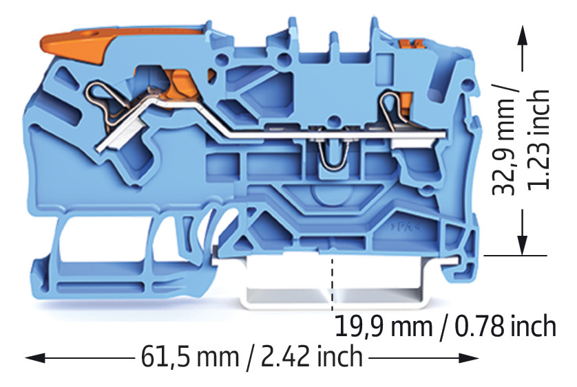 Reihenklemme 0,25-4qmm 1Etage 2kl bl 24A TS35 Hutschiene TH35