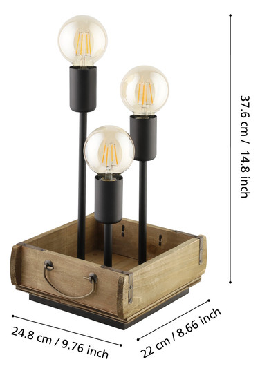 EGLO Tischleuchte WOOTTON braun,   43594 