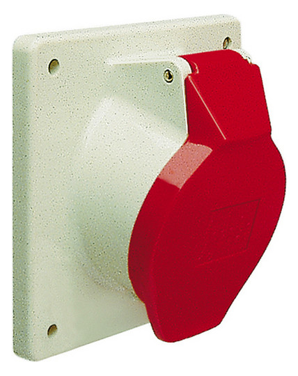 CEE-Anbausteckdose 5p 16A 400V/rt 6h Kst IP44 Schraubkl abgew 110x110mm