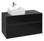 V&B Waschtischunterschrank Collaro 100x54,8x50cm, Waschtisch links, LED-Beleuchtung 7,3 W, black matt laquer
