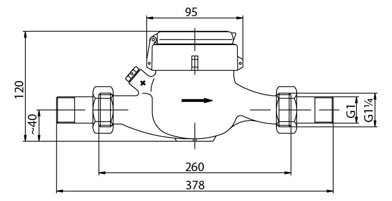 Deltamess Mehrstrahl-Nassläufer MNK Horizontal, 10 l/Imp, Q3 10 cbm/h, kalt