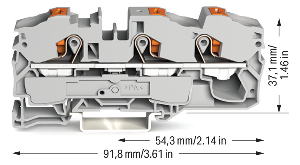 Reihenklemme 0,5-16qmm 1Etage 3kl gr 76A TS35 Hutschiene TH35