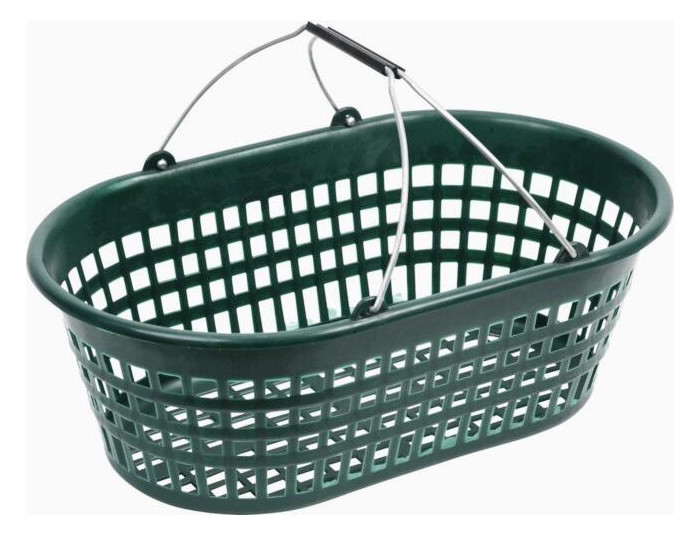 Bild Gartenkorb 15 kg grün oval, mit Doppelkla ppbügel - floraworld-0