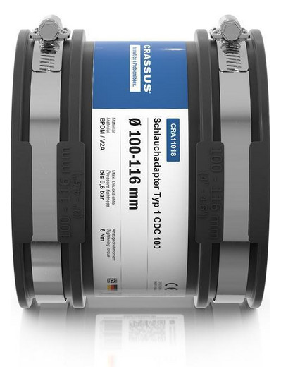 Crassus Schlauchadapter CDC 100, Typ 1, 100-116 mm, 0,6 bar, mit Innenlippe