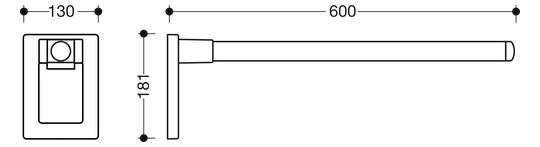 HEWI Stützklappgriff Mono System 800 K Ausladung 600 mm, Abdeckung reinweiß, anthrazitgrau