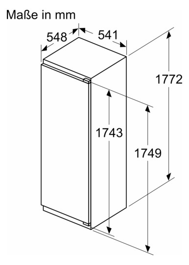Kühlschrank EB E 310l N1775mm integr ws fest 114kwh B541mm H1772mm