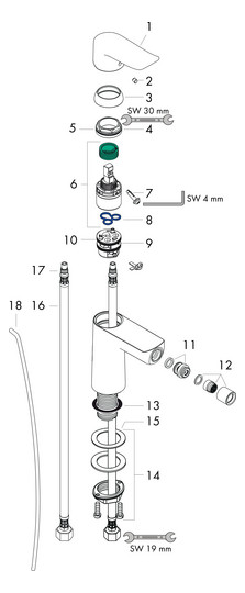 hansgrohe Bidet-Einhebelmischer Metris mit Zugstangen-Ablaufgarnitur, chrom