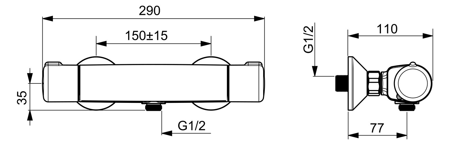 HANSA Brause-Thermostat HANSAMICRA AP, S-Anschlüsse, chrom