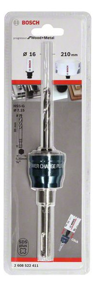 Lochsägen-Aufnahmeschaft Power-Change Plus SDSplus 14-210mm Mit Zentrierbohrer