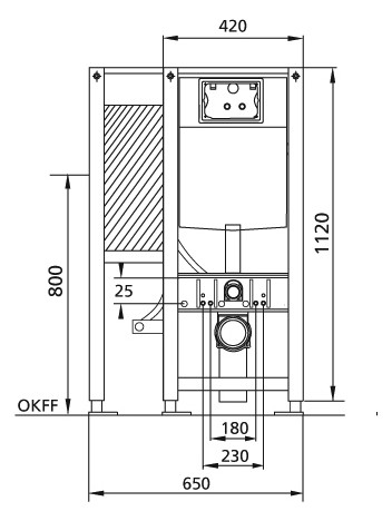 Burda WC-Element BS+ Bauhöhe 112 cm, Unterputz-Spülkasten K770, barrierefrei, Befestigung links