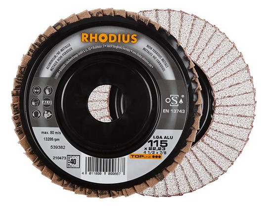 RHODIUS-Lamellenschleifscheibe LGA ALU - 115mm, K40, gerade