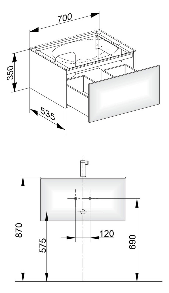 KEUCO Waschtischunterschrank Edition 11 70x35x53,5cm, 1 Frontauszug, Beleuchtung, Weiß, Glas Weiß satiniert