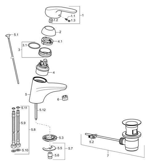 HANSA Waschtisch-Einhebelmischer HANSAMIX ohne Ablaufgarnitur, Ausladung 141 mm, chrom