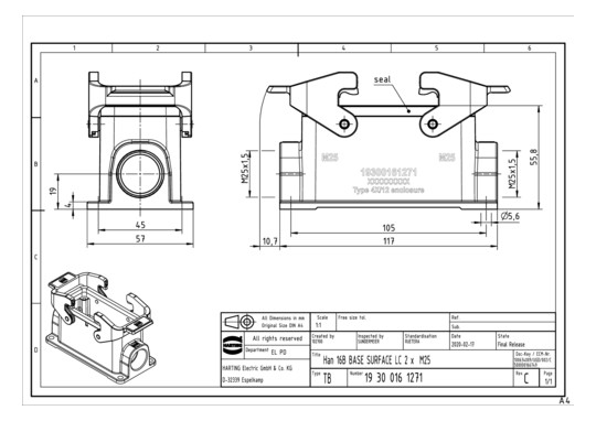 HART Sockelgehäuse M2x25     19300161271 