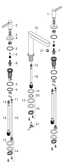 hansgrohe 3-Loch-Waschtisch-Armatur 110 Finoris mit Push-Open-Ablaufgarnitur, mattschwarz