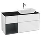 V&B Waschtisch-Unterschrank Finion 120cm, Abdeckplatte black matt, Regal Midnight matt lacquer, Glossy white lacquer