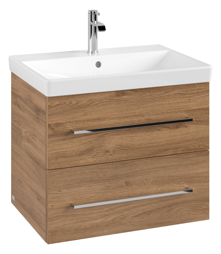 V&B Waschtisch-Unterschrank Avento 63x51,4x48,4cm, 2 Auszüge, wandhängend, Griff Chrome Glanz, Kansas Oak