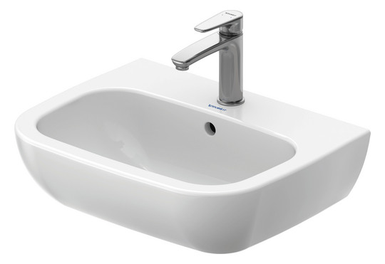 Duravit Waschtisch D-Code 55 x 43 cm, mit Hahnloch, Überlauf, Hahnlochbank, weiß